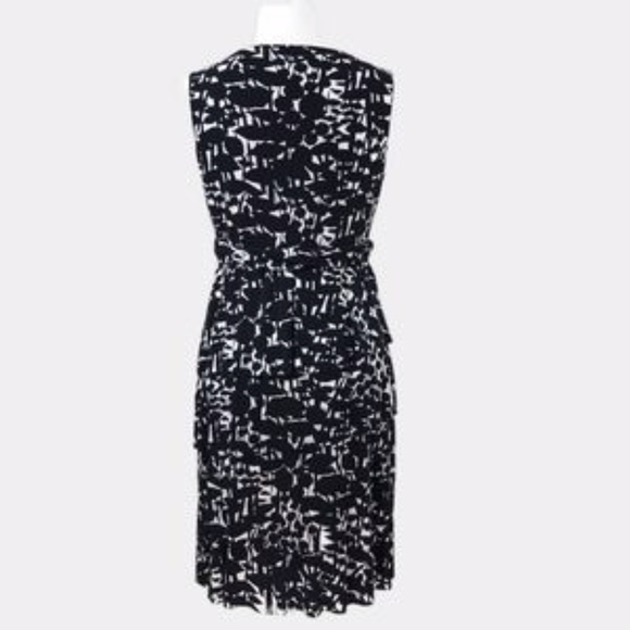 NY & COMPANY Stretch Dress Sheath V-Neck Sleeveless Black & White Medium - Picture 5 of 6